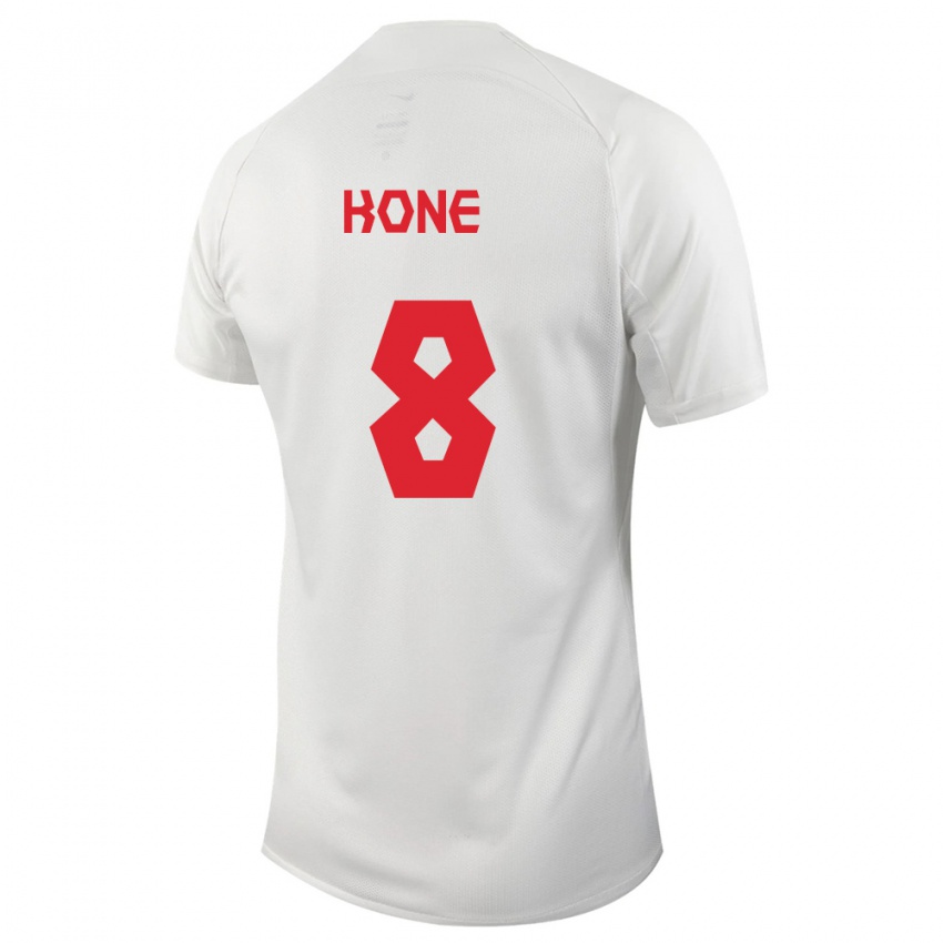 Kinder Kanadische Ismael Kone #8 Weiß Auswärtstrikot Trikot 24-26 T-Shirt Belgien