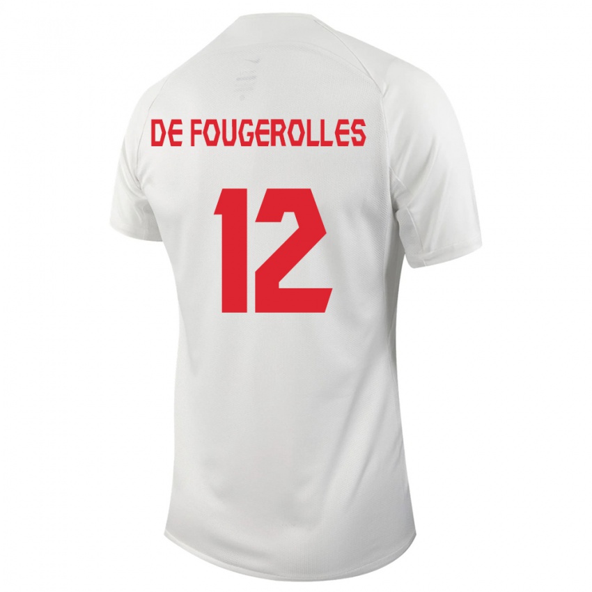 Kinder Kanadische Luc De Fougerolles #12 Weiß Auswärtstrikot Trikot 24-26 T-Shirt Belgien