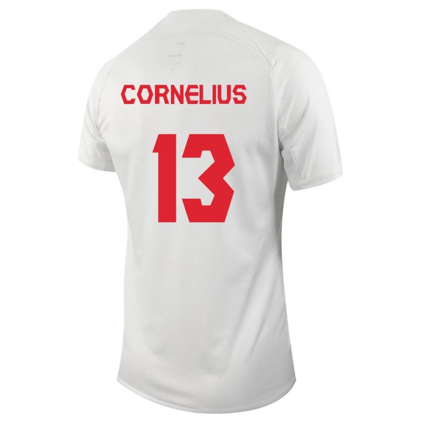 Kinder Kanadische Derek Cornelius #13 Weiß Auswärtstrikot Trikot 24-26 T-Shirt Belgien