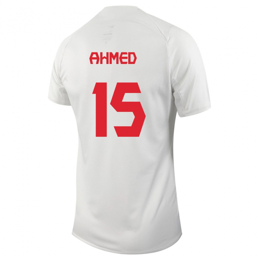 Kinder Kanadische Ali Ahmed #15 Weiß Auswärtstrikot Trikot 24-26 T-Shirt Belgien