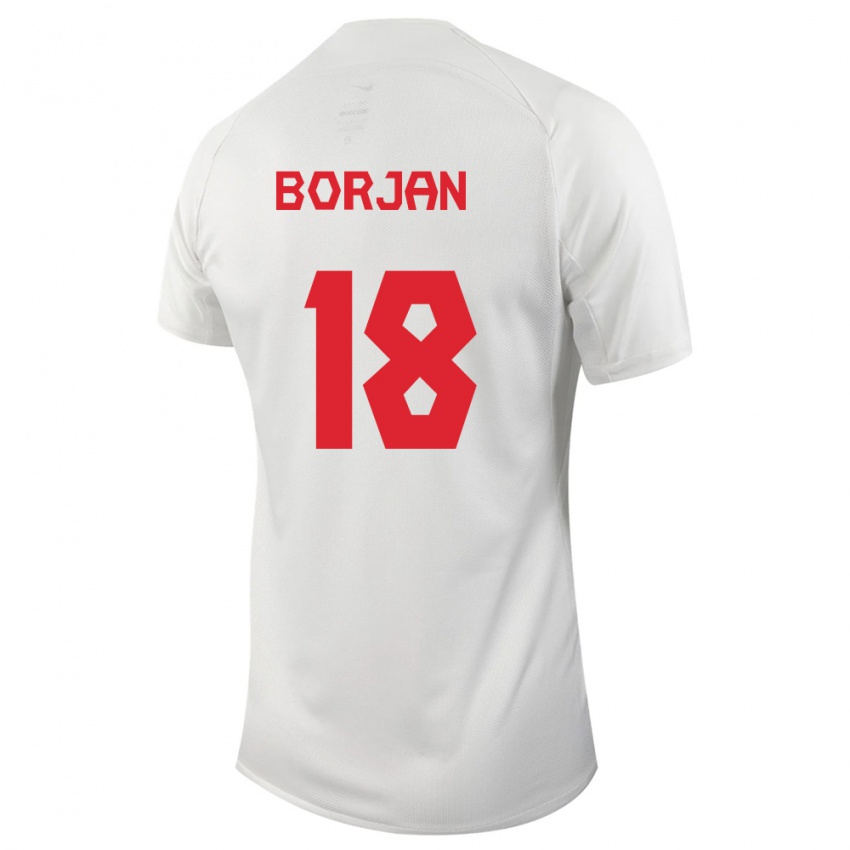 Kinder Kanadische Milan Borjan #18 Weiß Auswärtstrikot Trikot 24-26 T-Shirt Belgien