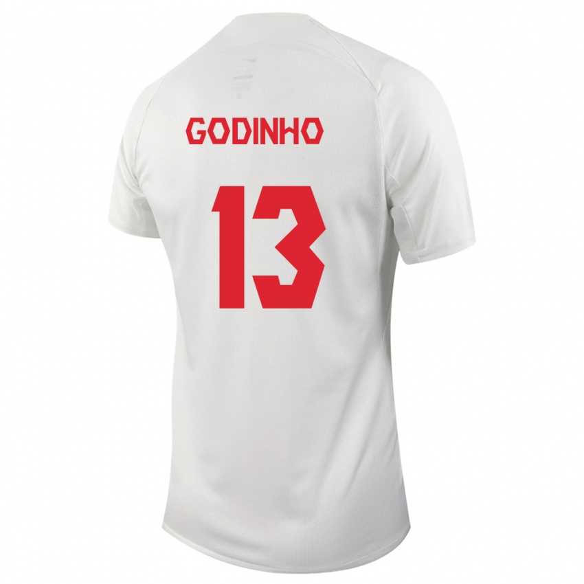 Kinder Kanadische Marcus Godinho #13 Weiß Auswärtstrikot Trikot 24-26 T-Shirt Belgien