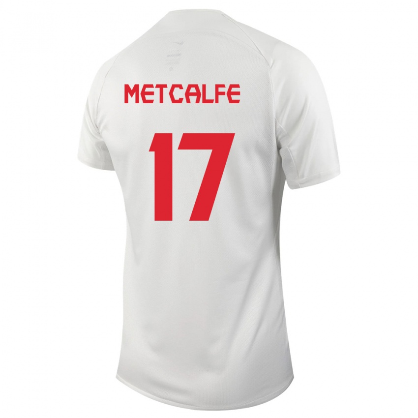 Kinder Kanadische Patrick Metcalfe #17 Weiß Auswärtstrikot Trikot 24-26 T-Shirt Belgien