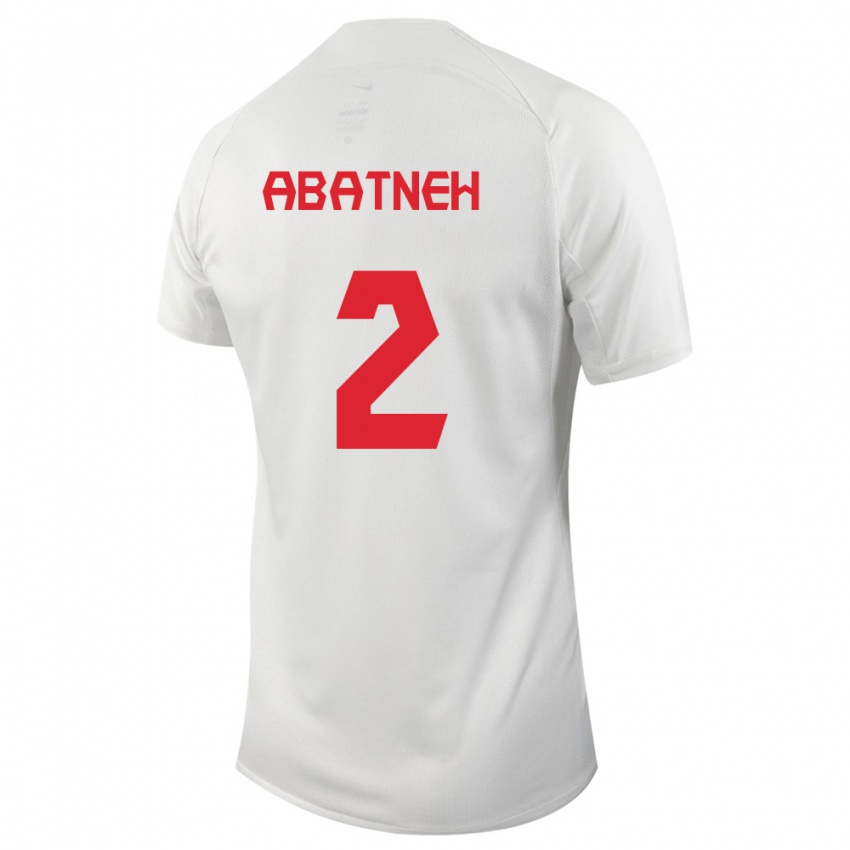 Kinder Kanadische Noah Abatneh #2 Weiß Auswärtstrikot Trikot 24-26 T-Shirt Belgien