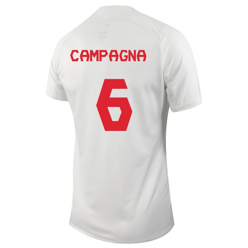 Kinder Kanadische Matteo Campagna #6 Weiß Auswärtstrikot Trikot 24-26 T-Shirt Belgien