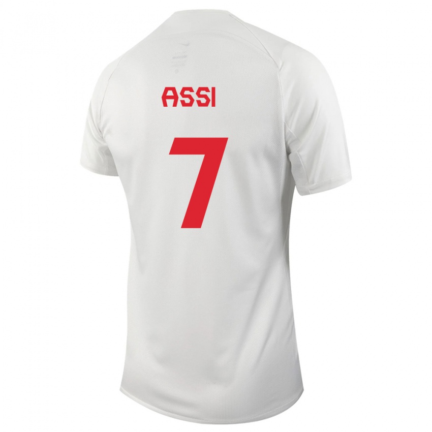 Kinder Kanadische Jean Aniel Assi #7 Weiß Auswärtstrikot Trikot 24-26 T-Shirt Belgien