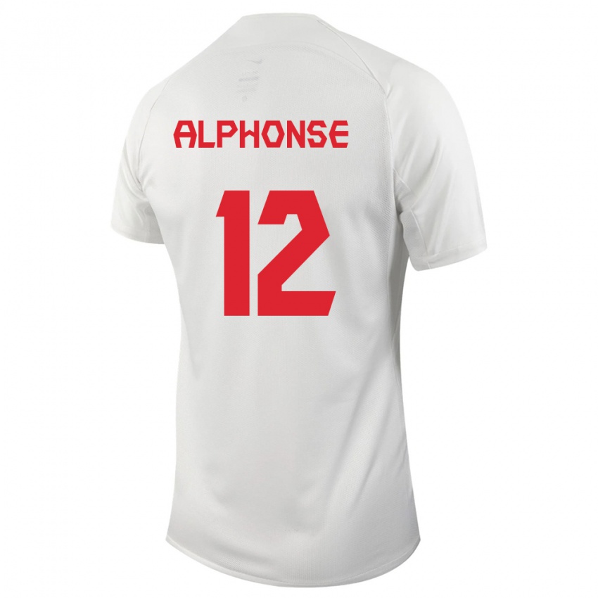 Kinder Kanadische Jefferson Alphonse #12 Weiß Auswärtstrikot Trikot 24-26 T-Shirt Belgien