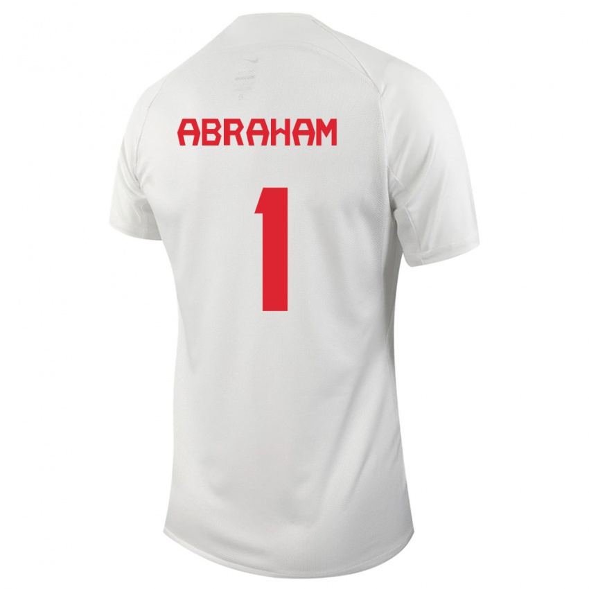 Kinder Kanadische Nathaniel Abraham #1 Weiß Auswärtstrikot Trikot 24-26 T-Shirt Belgien