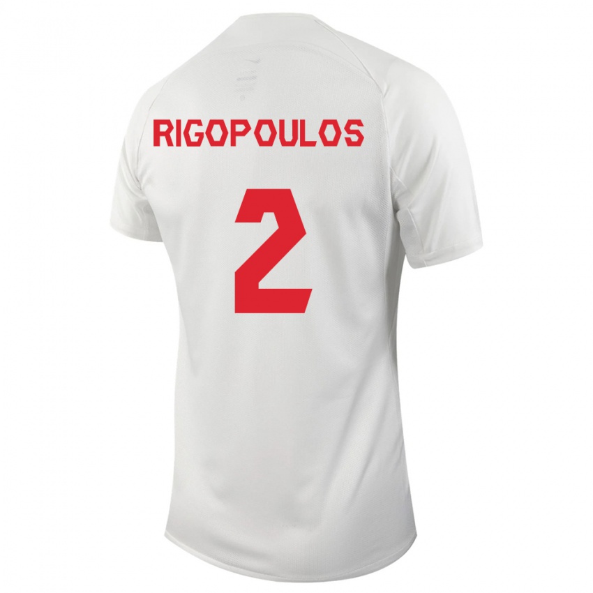 Kinder Kanadische Theo Rigopoulos #2 Weiß Auswärtstrikot Trikot 24-26 T-Shirt Belgien