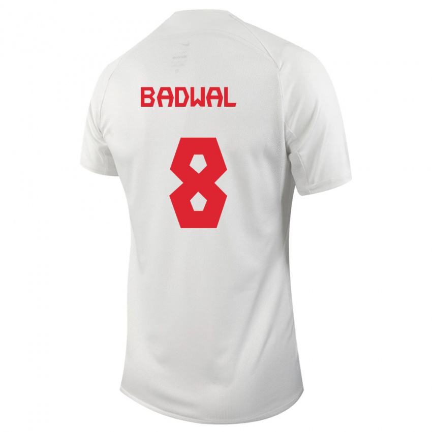 Kinder Kanadische Jeevan Badwal #8 Weiß Auswärtstrikot Trikot 24-26 T-Shirt Belgien