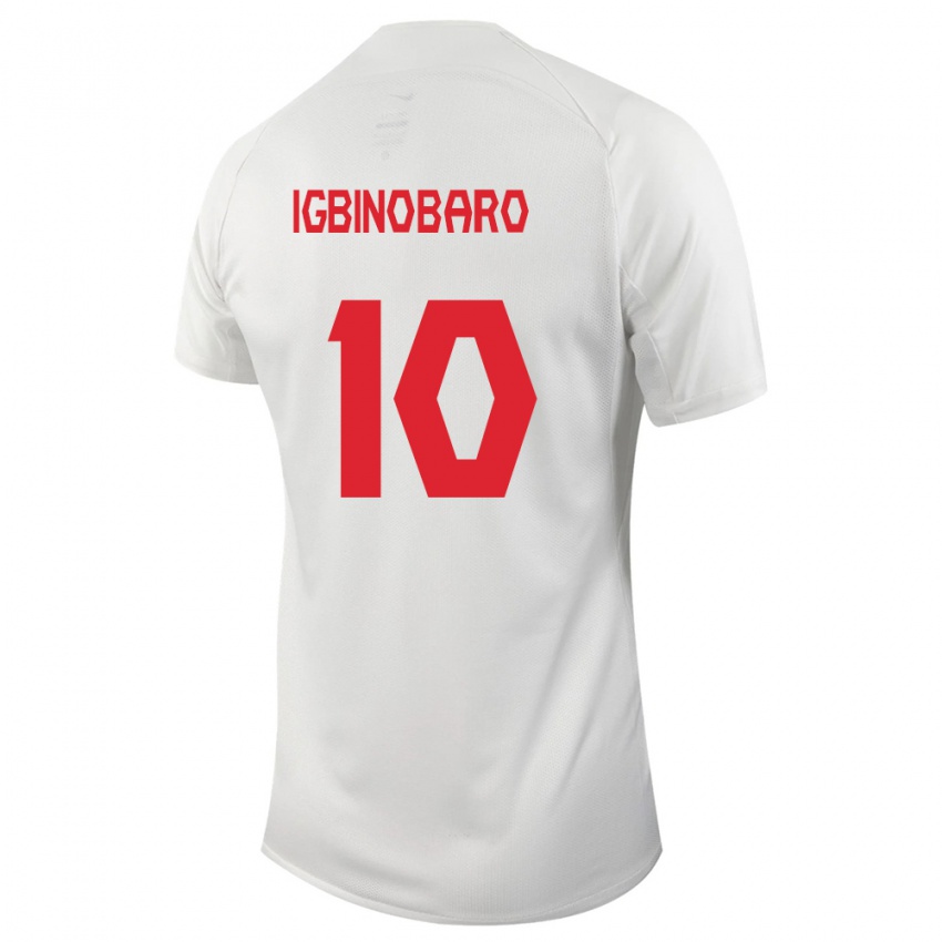 Kinder Kanadische Philip Igbinobaro #10 Weiß Auswärtstrikot Trikot 24-26 T-Shirt Belgien
