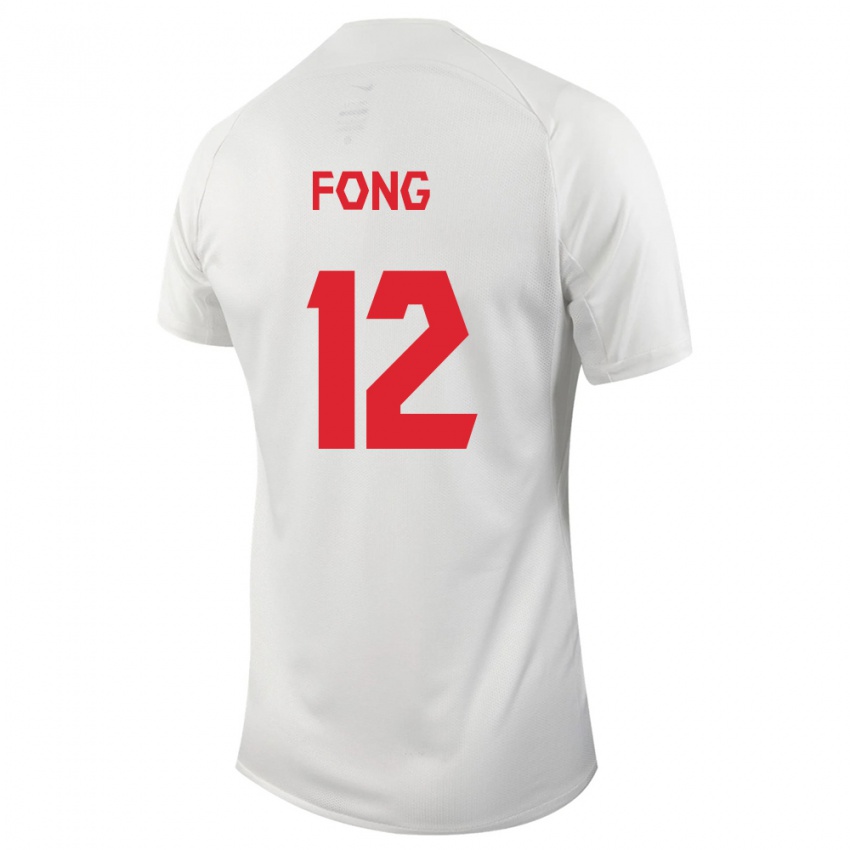 Kinder Kanadische Aidan Fong #12 Weiß Auswärtstrikot Trikot 24-26 T-Shirt Belgien