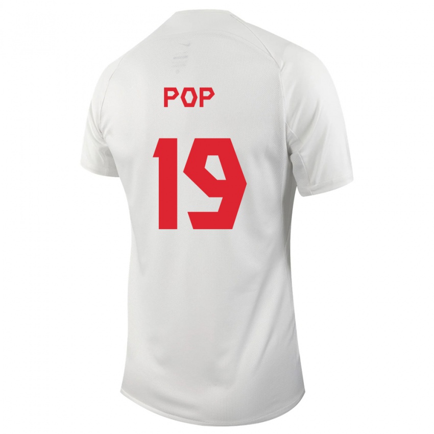 Kinder Kanadische Erik Pop #19 Weiß Auswärtstrikot Trikot 24-26 T-Shirt Belgien