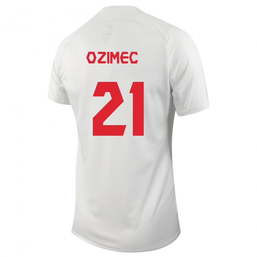 Kinder Kanadische Lucas Ozimec #21 Weiß Auswärtstrikot Trikot 24-26 T-Shirt Belgien