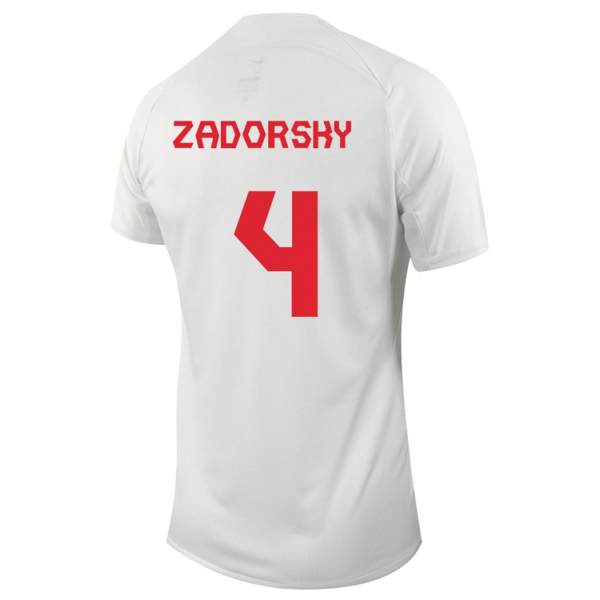 Kinder Kanadische Shelina Zadorsky #4 Weiß Auswärtstrikot Trikot 24-26 T-Shirt Belgien