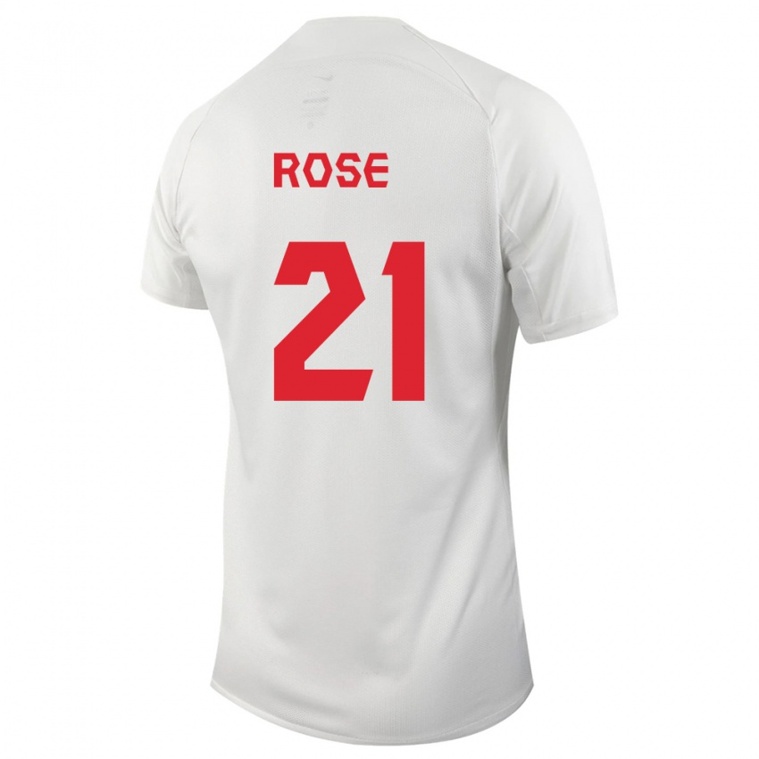 Kinder Kanadische Jade Rose #21 Weiß Auswärtstrikot Trikot 24-26 T-Shirt Belgien
