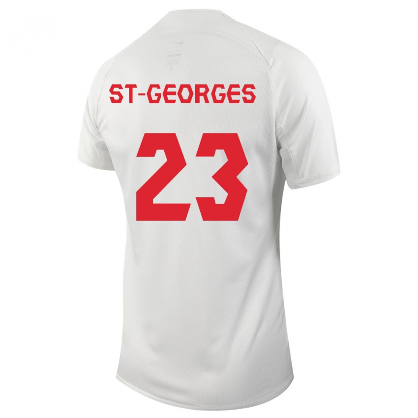 Kinder Kanadische Bianca St Georges #23 Weiß Auswärtstrikot Trikot 24-26 T-Shirt Belgien