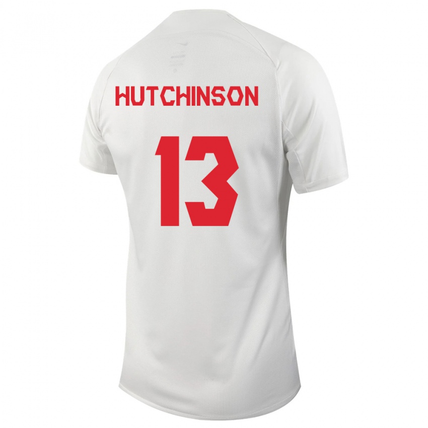 Kinder Kanadische Atiba Hutchinson #13 Weiß Auswärtstrikot Trikot 24-26 T-Shirt Belgien