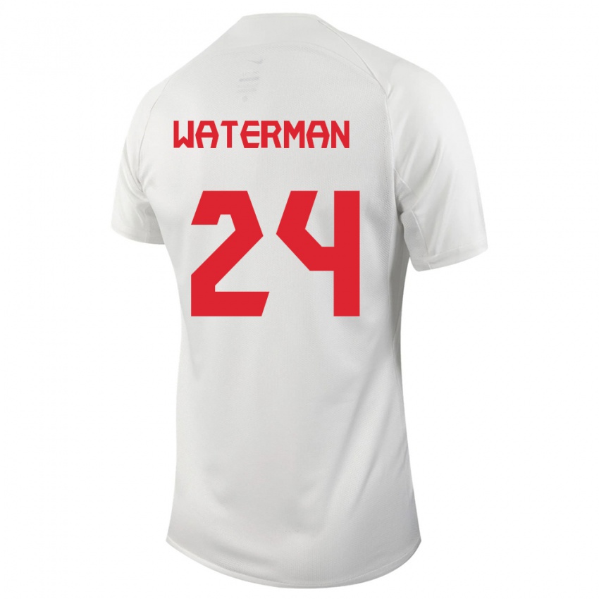 Kinder Kanadische Joel Waterman #24 Weiß Auswärtstrikot Trikot 24-26 T-Shirt Belgien