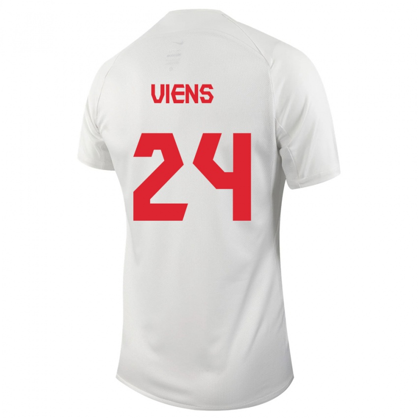 Kinder Kanadische Evelyne Viens #24 Weiß Auswärtstrikot Trikot 24-26 T-Shirt Belgien