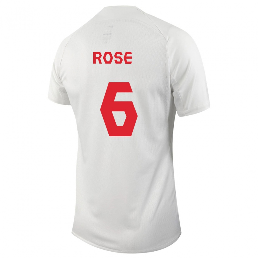 Kinder Kanadische Deanne Rose #6 Weiß Auswärtstrikot Trikot 24-26 T-Shirt Belgien