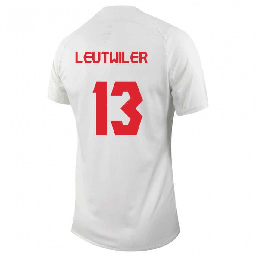 Kinder Kanadische Jayson Leutwiler #13 Weiß Auswärtstrikot Trikot 24-26 T-Shirt Belgien