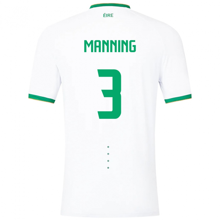 Kinder Irische Ryan Manning #3 Weiß Auswärtstrikot Trikot 24-26 T-Shirt Belgien