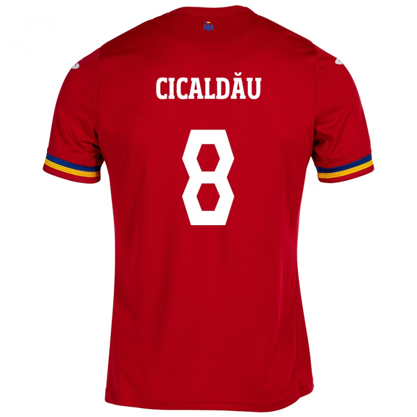 Kinderen Roemenië Alexandru Cicâldău #8 Rood Uitshirt Uittenue 24-26 T-Shirt België