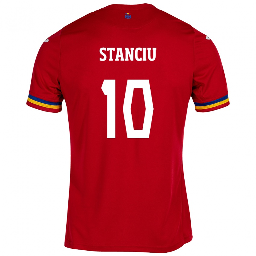 Kinderen Roemenië Nicolae Stanciu #10 Rood Uitshirt Uittenue 24-26 T-Shirt België