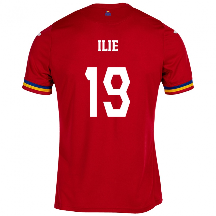 Kinder Rumänische Rareș Ilie #19 Rot Auswärtstrikot Trikot 24-26 T-Shirt Belgien