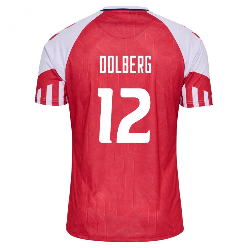 Herren Dänische Kasper Dolberg #12 Rot Heimtrikot Trikot 24-26 T-Shirt Belgien