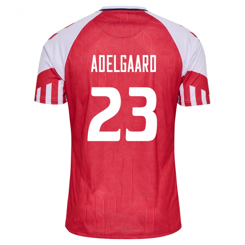 Herren Dänische Aske Adelgaard #23 Rot Heimtrikot Trikot 24-26 T-Shirt Belgien