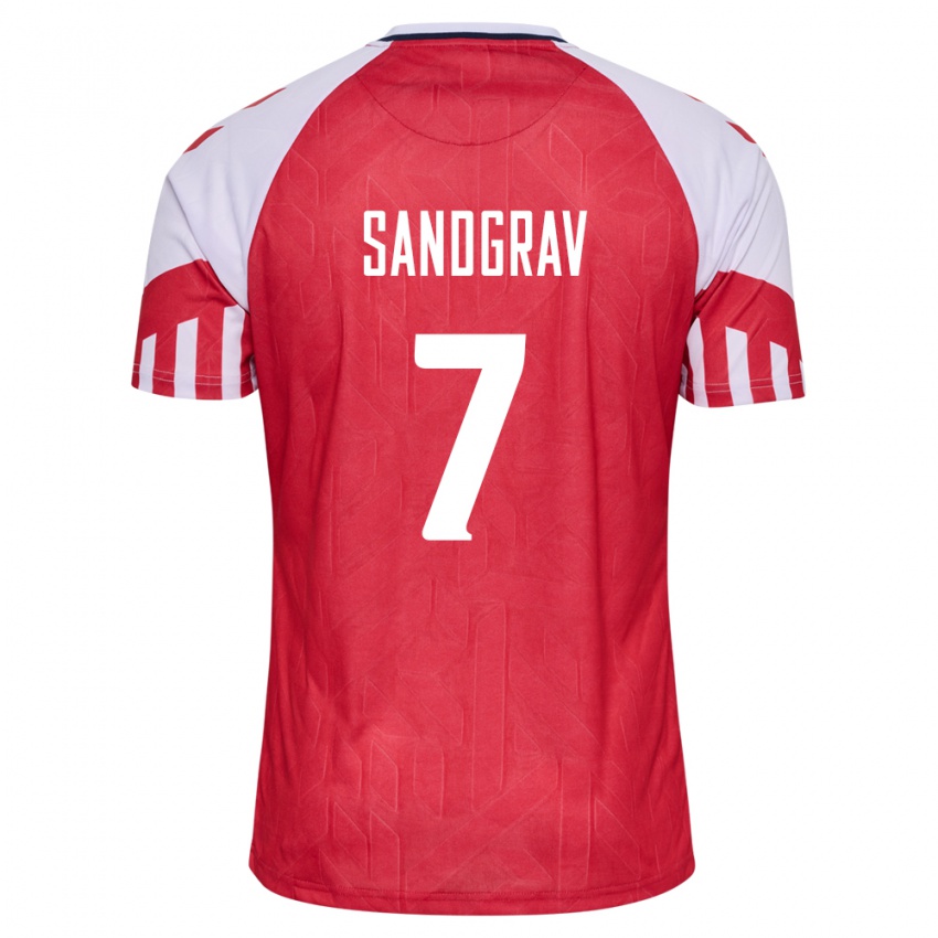 Herren Dänische Lauge Sandgrav #7 Rot Heimtrikot Trikot 24-26 T-Shirt Belgien