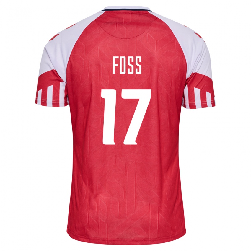 Herren Dänische Jonathan Foss #17 Rot Heimtrikot Trikot 24-26 T-Shirt Belgien