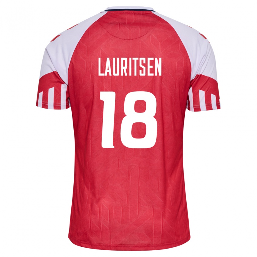 Herren Dänische Tobias Lauritsen #18 Rot Heimtrikot Trikot 24-26 T-Shirt Belgien