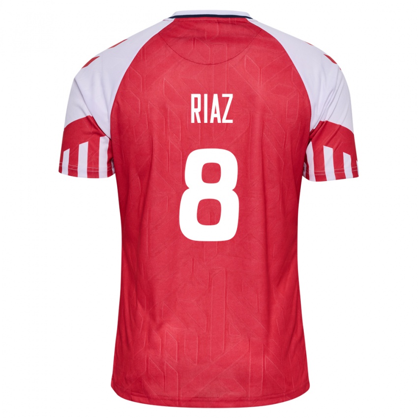 Herren Dänische Danial Riaz #8 Rot Heimtrikot Trikot 24-26 T-Shirt Belgien
