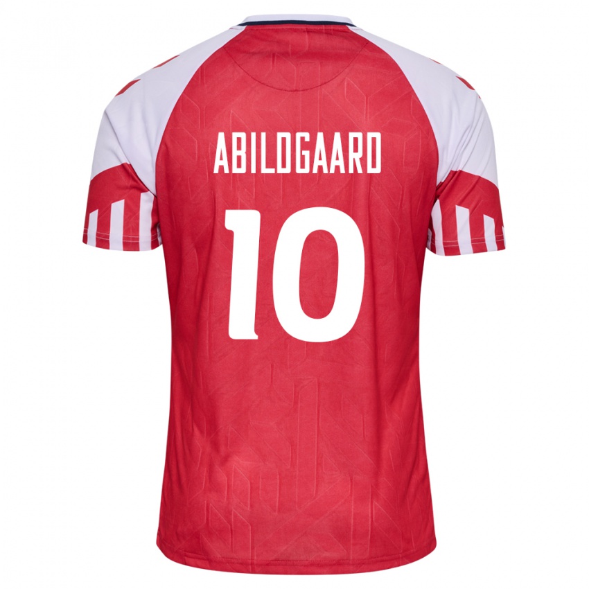 Herren Dänische Lasse Abildgaard #10 Rot Heimtrikot Trikot 24-26 T-Shirt Belgien