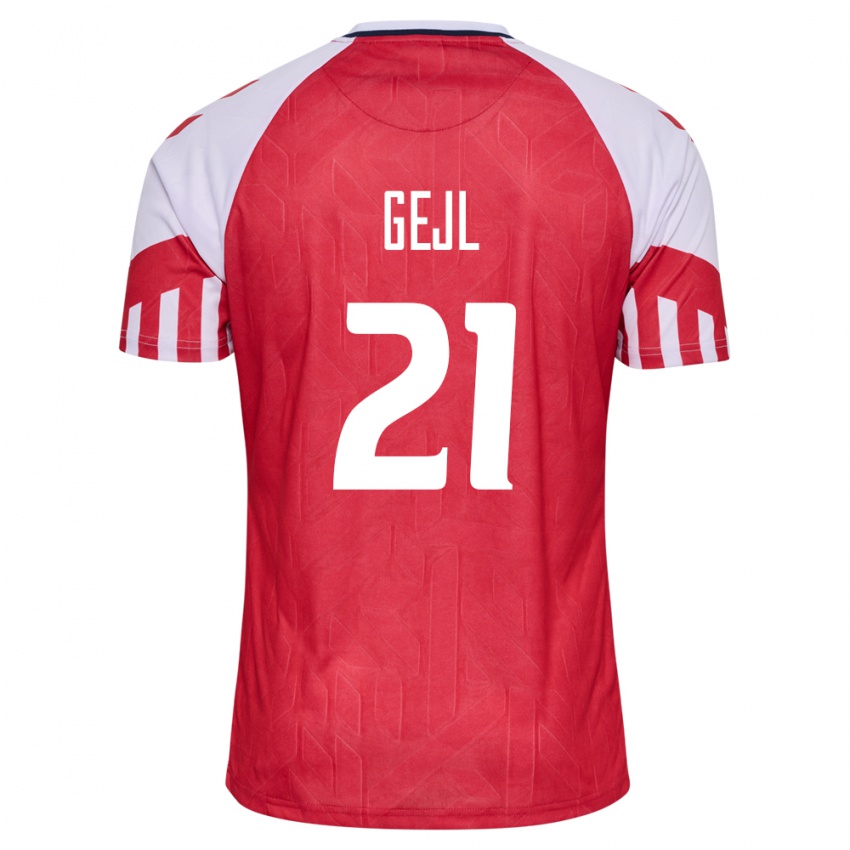 Herren Dänische Mille Gejl #21 Rot Heimtrikot Trikot 24-26 T-Shirt Belgien