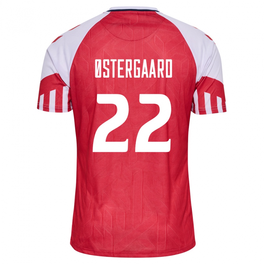Herren Dänische Maja Bay Ostergaard #22 Rot Heimtrikot Trikot 24-26 T-Shirt Belgien