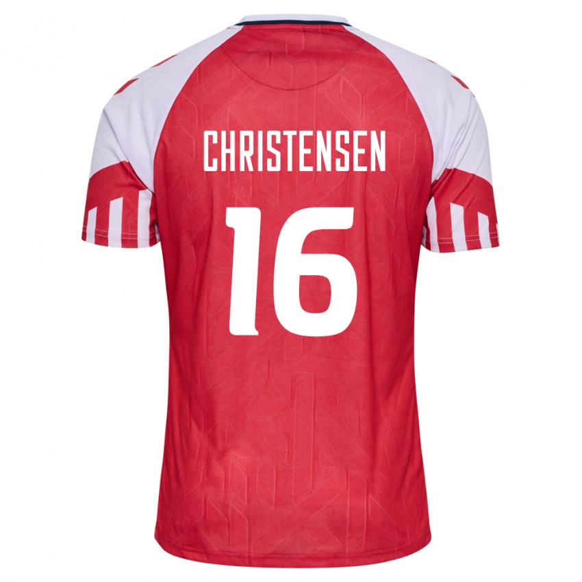 Herren Dänische Oliver Christensen #16 Rot Heimtrikot Trikot 24-26 T-Shirt Belgien