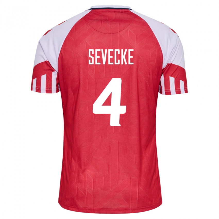 Herren Dänische Rikke Sevecke #4 Rot Heimtrikot Trikot 24-26 T-Shirt Belgien