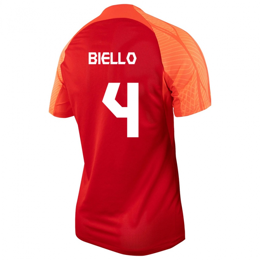 Herren Kanadische Alessandro Biello #4 Orangefarben Heimtrikot Trikot 24-26 T-Shirt Belgien