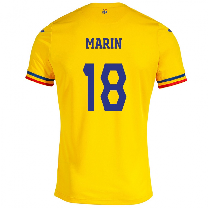 Heren Roemenië Răzvan Marin #18 Geel Thuisshirt Thuistenue 24-26 T-Shirt België