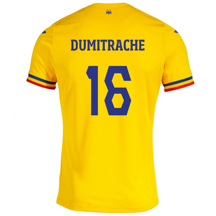 Heren Roemenië Valentin Dumitrache #16 Geel Thuisshirt Thuistenue 24-26 T-Shirt België