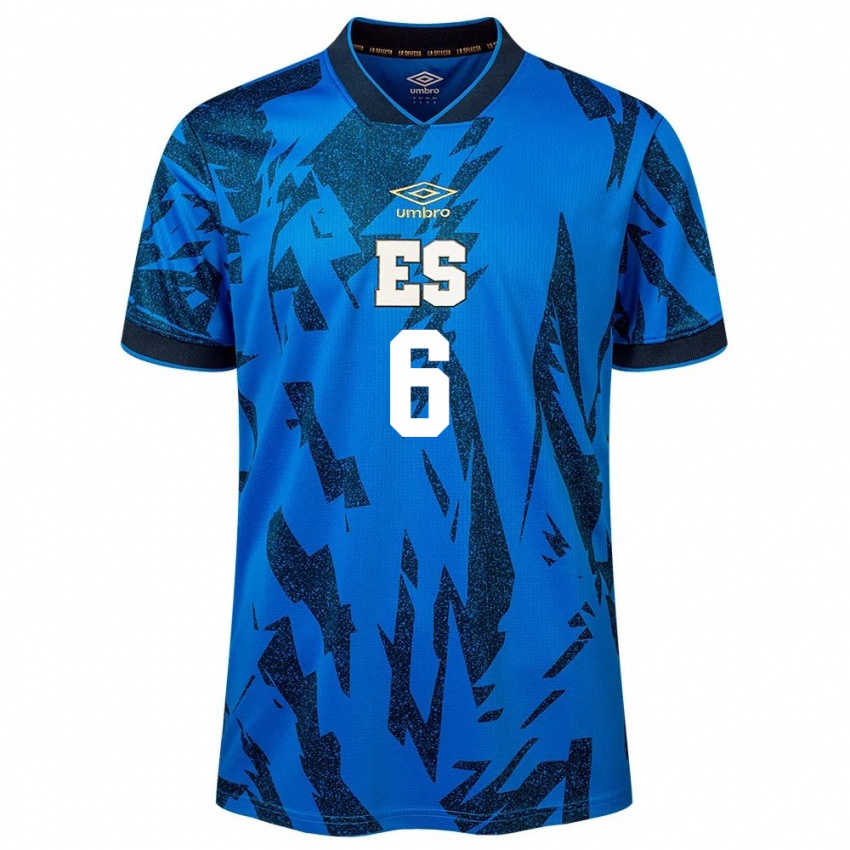 Homme Maillot Salvador Mauricio Cerritos #6 Bleu Tenues Domicile 24-26 T-Shirt Belgique