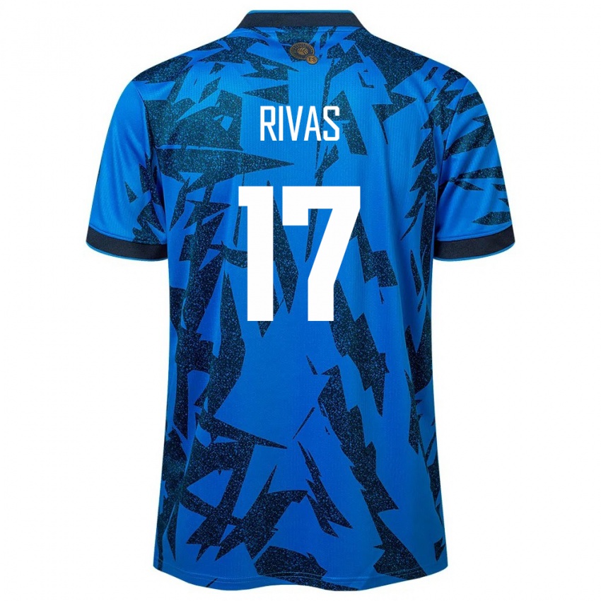Homme Maillot Salvador Eduardo Rivas #17 Bleu Tenues Domicile 24-26 T-Shirt Belgique