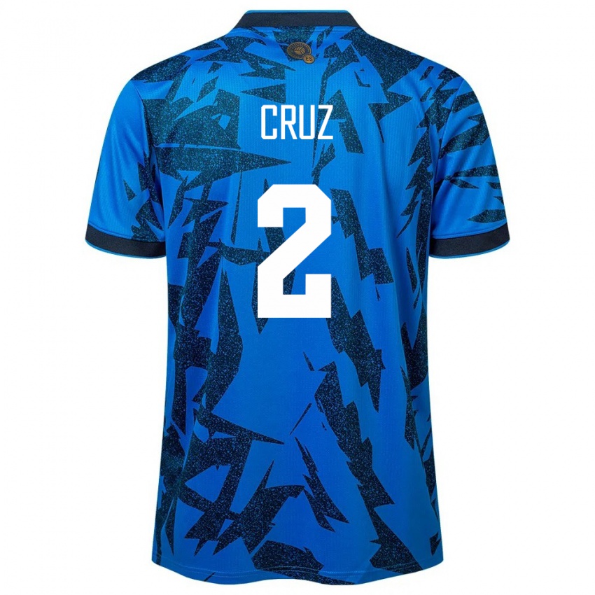 Homme Maillot Salvador Melvin Cruz #2 Bleu Tenues Domicile 24-26 T-Shirt Belgique