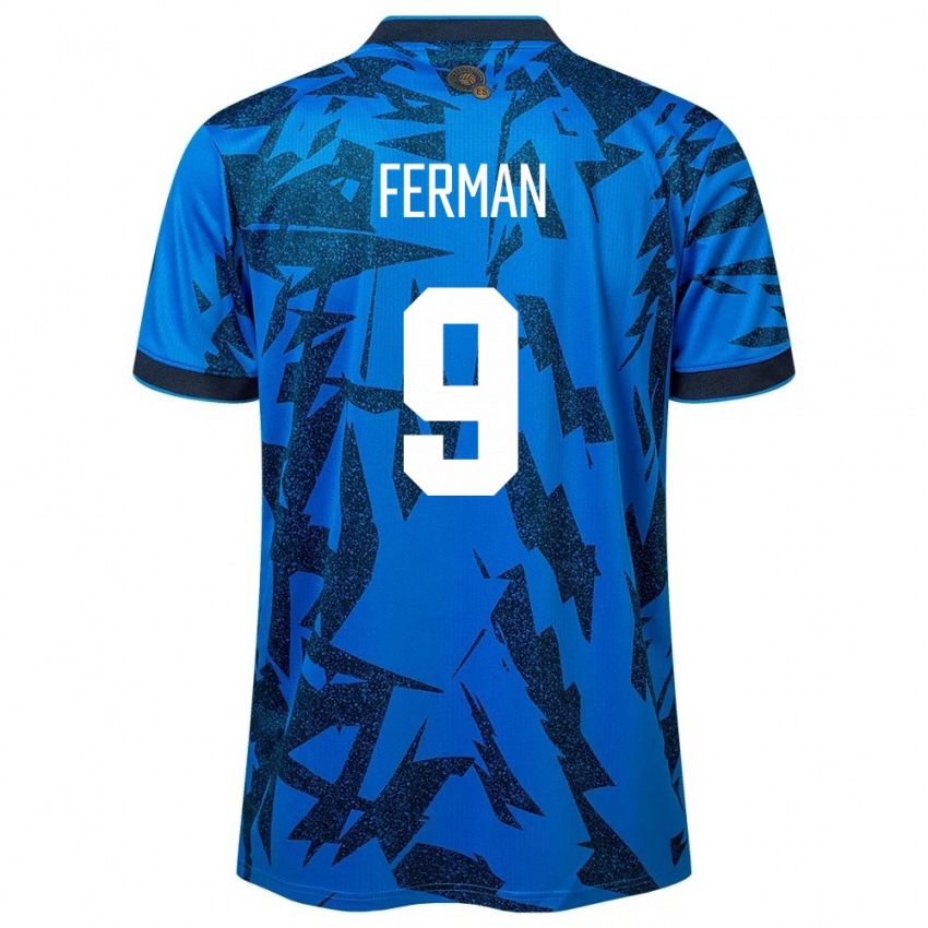 Homme Maillot Salvador Javier Ferman #9 Bleu Tenues Domicile 24-26 T-Shirt Belgique