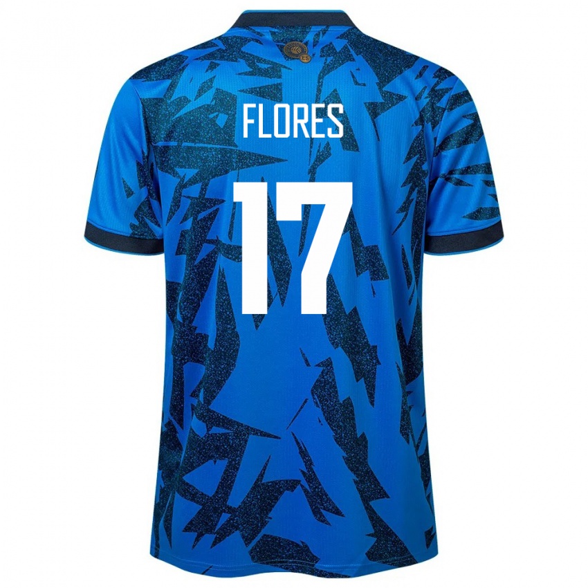 Herren El Salvador Diego Flores #17 Blau Heimtrikot Trikot 24-26 T-Shirt Belgien