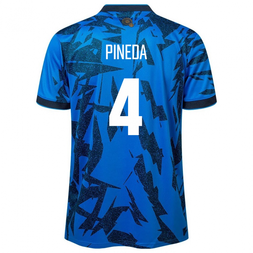 Herren El Salvador Wálter Pineda #4 Blau Heimtrikot Trikot 24-26 T-Shirt Belgien
